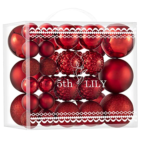 Christmas Ball Ornaments Set Seasonal Hanging Decorations Shatterproof Christmas Tree Balls Reusable Gift Box Packaging with Handles for Holiday Parties Decorations 46 PCS(Red) | The Storepaperoomates Retail Market - Fast Affordable Shopping