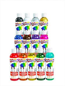 Colorations Classic Colors Liquid Watercolor Paint Classroom Supplies for Kids Arts and Crafts Variety Set (Pack of 13)