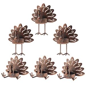 Funpeny 6 Pack Metal Turkey Tealight Candleholders, 6 Pack Turkey Tea Light Candle Holders Holiday Candlestick Thanksgiving Decoration for Home, Table, Fireplace, Window