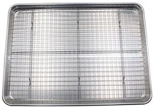 Checkered Chef Baking Sheet with Wire Rack Set 13″ x 18″ – Single Set w/ Half Sheet Pan & Stainless Steel Oven Rack for Cooking