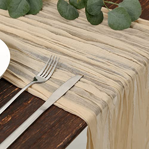 DOLOPL Beige Cheesecloth Table Runner 13.3ft Boho Gauze Cheese Cloth Table Runner Rustic Sheer Runner 160inch Long for Wedding Bridal Baby Shower Birthday Party Cake Table Decorations | The Storepaperoomates Retail Market - Fast Affordable Shopping