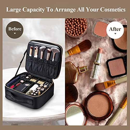 Travel Makeup Case With Lighted Mirror 3 Color Setting, Cosmetic Makeup Train Case with Adjustable Dividers Makeup Storage For Women, Makeup Accessories & Tools Case , Rechargeable,Waterproof | The Storepaperoomates Retail Market - Fast Affordable Shopping
