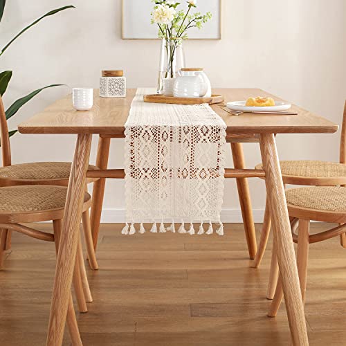 Nuomituan Macrame Table Runner Farmhouse Style Cotton Lace Boho Table Runner Vintage Style Table Decor Home Bridal Shower Country Wedding Party Coffee Table Decor (Beige 10 x 71 Inch) | The Storepaperoomates Retail Market - Fast Affordable Shopping