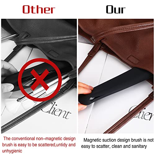 2Pcs Makeup Brush Holder for Travel, Silicon Makeup Organizer Magnetic Closing Cosmetic Brushes Cases Portable Makeup Tools Organizer for Travel （Khaki+Black） | The Storepaperoomates Retail Market - Fast Affordable Shopping