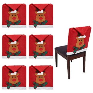 6Pack Christmas Dining Chair Slipcovers Christmas Chair Back Covers Deer Decorations Chair Slipcovers for Party Home Decor