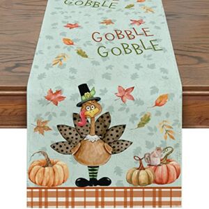 Siilues Thanksgiving Table Runner, Thanksgiving Runner for Table Thanksgiving Decorations Turkey Fall Decorations for Indoor Outdoor Dining Table Decor (13″ x 72″)