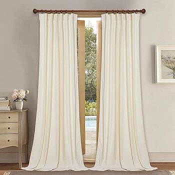 StangH Ivory White Velvet Curtains – 96 inches Long Bedroom Privacy Drapes Luxury Home Decoration for Wall Backdrops Room Darkening Window Curtains for Nursery / Wedding, W52 x L96, 2 Panels | The Storepaperoomates Retail Market - Fast Affordable Shopping
