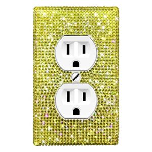 WIRESTER Citrine Gold Yellow Shiny Sparkle Bling Crystal Rhinestones Wall Plate Cover Duplex Outlet
