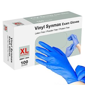 Disposable Gloves, 100Pcs Blue Nitrile-Vinyl Blend Exam Gloves, Non Sterile, Powder Free, Latex Free – Cleaning Supplies, Kitchen and Food Safe(Pack of 100) (Blue X-Large)