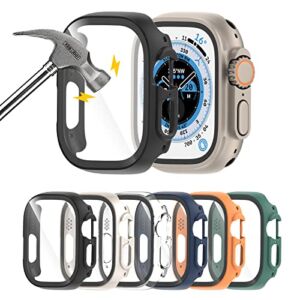 6 Pack Case with Tempered Glass Screen Protector for Apple Watch Ultra 49mm, HASDON Ultra-Thin Scratch Resistant Full Protective Bumper Cover for iWatch Ultra 49mm Accessories
