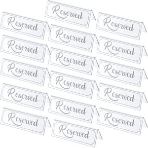 16 Pieces Reserved Sign Acrylic Clear Reserved Table Tent Signs Table Number Holders for Wedding Printed Seating Reservation Restaurant Business Office Meeting Party (White)