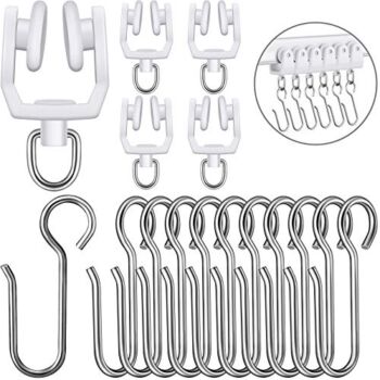 120 Pieces Curtain Track Sets, Ceiling Curtain Track Hooks, Track Rollers Metal Shower Curtain S Hooks Straight Curved Curtain Track Rollers for Ceiling Track | The Storepaperoomates Retail Market - Fast Affordable Shopping