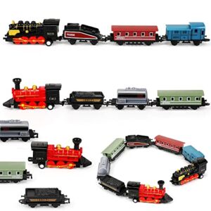 2 Sets Mini Simulation Steam Train Toys Small Pull Back Retro Steam Train Model Diecast Locomotive for 3 4 5 6 Years Boys and Girls Gifts Birthday Party Favor