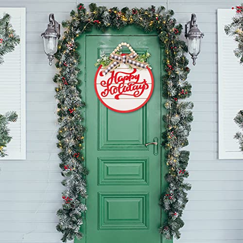 12 Inch Christmas Welcome Sign for Front Door White Red Wooden with Wreath Porch Front Door Hanging Decor Farmhouse Wall Decorations for Home Outdoor Indoor | The Storepaperoomates Retail Market - Fast Affordable Shopping