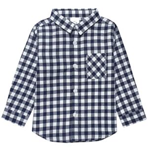 Gerber Baby and Toddler Boys Long Sleeve Button Up Plaid Shirt, Blue Plaid, 3T