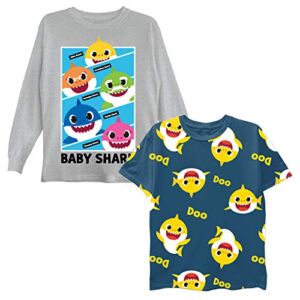Nickelodeon Boys Baby 2-Piece T-Shirt Bundle Set-Toddler Size 2T-5T-Mommy, Daddy Shark, Navy/Heather Grey, 3T