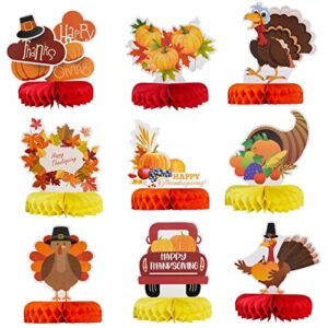 Yookat 9 Pieces Thanksgiving Honeycomb Centerpiece Autumn Honeycomb Centerpiece Honeycomb Thanksgiving Decoration for Thanksgiving Table Decoration Autumn Party Supplies