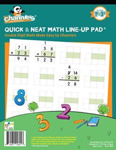 Channie’s Quick and Neat Math LineUp Workbook for 1st-3rd Grade Elementary School Students,Double Digit Math Made Easy, 80 Pages