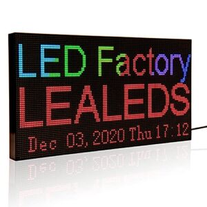 Leadleds P3 Full Color WiFi LED Sign Scrolling Message Board, Portable LED Billboard Support Text, Animation, Countdown, Timer Indoor Use for Store, Coffee, Bar (L 15.2″ x W 7.7″)