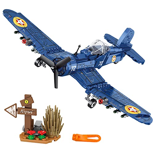 Plane Building Kit 440Pcs WW2 Military Airplane Model with Rotating Propellers Open Cockpit Door Building Blocks Toy Gift for Boys and Girls Ages 6-10 | The Storepaperoomates Retail Market - Fast Affordable Shopping