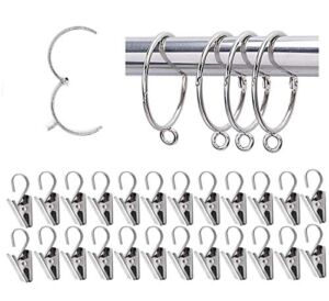 ZYHW 24pcs Curtain Rings Openable with Clips 1.5 Inch Silver for Drapery Rod,Window Hanging Clip Hook Metal Decorative Ring