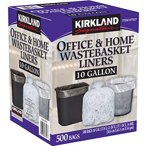Kirkland Signature-87507 Wastebasket Liners, Clear, 10 Gallon, 500 ct | The Storepaperoomates Retail Market - Fast Affordable Shopping