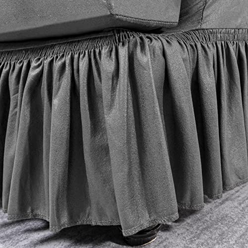 AmazeCov 4 Pieces Specially Designed for T Cushion Sofa Slipcovers with Ruffle Skirt Foil Printed, with 3 Individually T Cushion Shape Seat Covers for Dogs, Washable with Elastic Bottom, Light Gray | The Storepaperoomates Retail Market - Fast Affordable Shopping