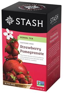 Stash Tea Strawberry Pomegranate Red Tea, 18 Count Tea Bags in Foil, (Pack of 6)