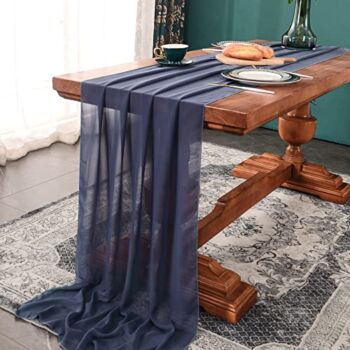 BETRIC 10Ft Chiffon Table Runner 29×122 Inches Charming Wedding Runner Sheer Bridal Shower Decorations, Birthday Party Decor-1 Pack,Navy Blue | The Storepaperoomates Retail Market - Fast Affordable Shopping