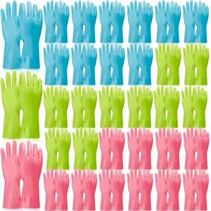 36 Pair Reusable Household Gloves Rubber Dishwashing Gloves Long Kitchen Cleaning Gloves for Dishes Cleaning Gardening (Blue, Pink, Green)