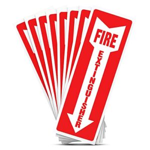 Virtue Buy Fire Extinguisher Sign, 8 Pack – 4” X 12”, sticker, Fade Resistant, Waterproof and Self Adhesive, Vinyl Stickers for Home office, Red
