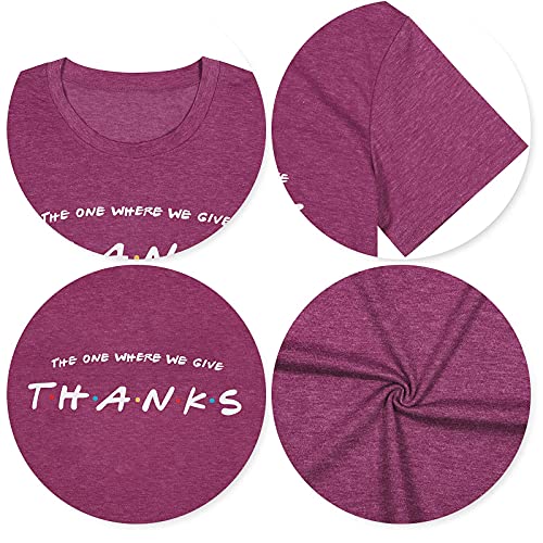 Women Thanksgiving T Shirt Thankful Shirts Thanks Letter Print Shirt Casual Holiday Short Sleeve Tops (Red, Large) | The Storepaperoomates Retail Market - Fast Affordable Shopping