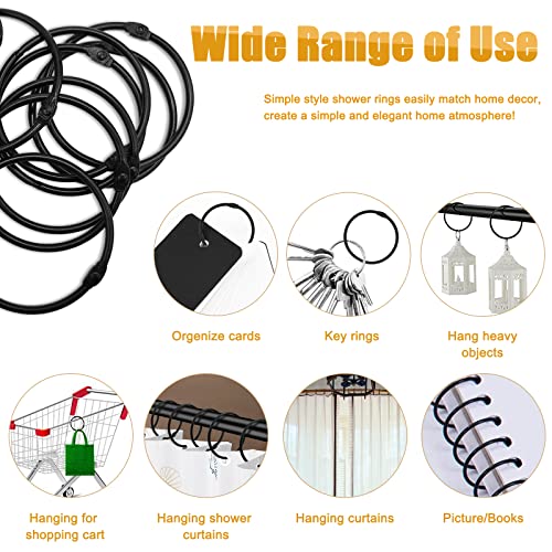 Shower Curtain Hooks Rings,24 Pcs Rustproof Metal Shower Hooks for Shower Curtain,Glide Smoothly Round Shower Rings for Curtain,Shower Curtain Rings for Bathroom Shower Rod,Snap Joint Design (Black) | The Storepaperoomates Retail Market - Fast Affordable Shopping
