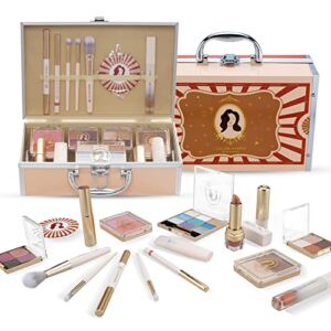 Color Nymph My One and Only Full Starter Makeup Set for Teens with Eyeshadow Palette, Matte Lipstick, Lip Gloss, Mascara, Brush, Train Case, Cosmetic Gift Kit for Beginners Girls and Women
