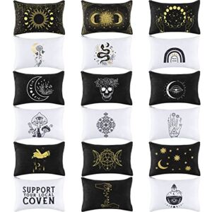 18 Pieces Moon Witch Zipper Pouch Bag Tarot Cards Phase Bag Witch Purse Gothic Aesthetic Canvas Makeup Bags Witchy Crystals Toiletry Bags Witchcraft Snake Cosmetic Bags for Women Girls