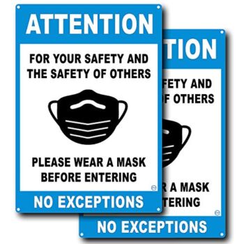 Attention Wear Mask, Your Safety and The Safety of Others Please Wear A Mask Before Entering, Sign Plastic, Mask Required Sign, No Mask, No Entry, Blue, 10″ x 7″ | The Storepaperoomates Retail Market - Fast Affordable Shopping