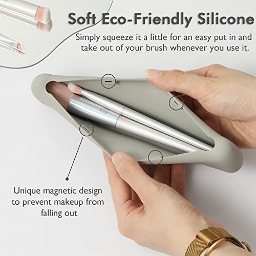 Silicon Make Up Brushes Travel Holder – Portable Makeup Brush Case Organizer, Cosmetic Brush Covers Traveling, WaterProof Makeup Brush Pouch Bag – Grey | The Storepaperoomates Retail Market - Fast Affordable Shopping