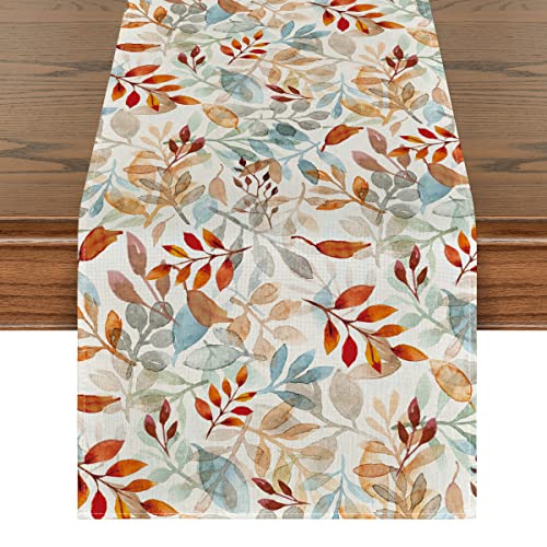 Artoid Mode Beige Eucalyptus Leaves Fall Table Runner, Seasonal Autumn Kitchen Dining Table Decoration for Outdoor Home Party 13×36 Inch | The Storepaperoomates Retail Market - Fast Affordable Shopping