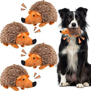 4 Pcs Hedgehog Squeaky Dog Toy Soft Animal Plush Hedgehog Toy Dog Stuffed Toys Hedgehog Dog Chew Toy for Dog Pet Aggressive Chewers Puppy Training Playing, 7.87 Inches (Hedgehog)