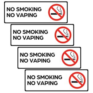No Smoking No Vaping Sign (4 Stickers 7.3 in x 2.5 in) – No Smoking Sign – No Smoking Signs for Business – No Smoking Signs for Home