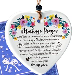 Marriage Prayer Wedding Gifts for Daughter Son-Personalised Newlywed Marriage Praye Gifts-Ceramics Heart Plaque keepsake