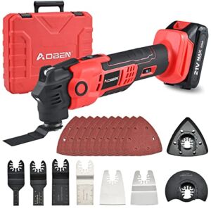 AOBEN 21V Cordless Oscillating Multi-Tool Kit, 22000 OPM 4.5° Angle Oscillating Tool Li-ion Battery, with 18pcs Accessories for Cutting, Sanding and Grinding