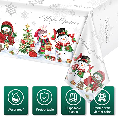 1Pcs Christmas Snowman Tablecloth,Plastic Christmas Snowman Snowflake Winter Table Cover with Xmas Tree for Christmas Winter Holiday Themed Party Decorations and Supplies,54x 108inch（White） | The Storepaperoomates Retail Market - Fast Affordable Shopping