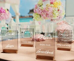 Set of 4 Acrylic Wedding Reception, Ceremony, Party, Table Decoration Signs with Stand for Ceremony Event Party Display Entrance Card Sign Table Center Decoration 5 x 7 inches
