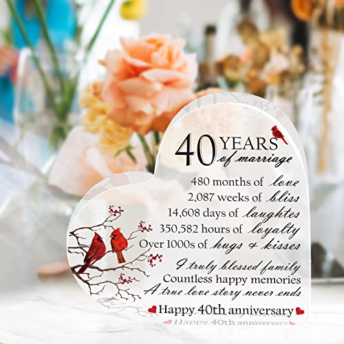 Ranslen Years of Marriage Gift Wedding Anniversary Heart Shape Keepsake Decoration Gift Marriage Memorial Table Sign Romantic Gifts for Couple Parent Women Mom Husband Wife (40th) | The Storepaperoomates Retail Market - Fast Affordable Shopping