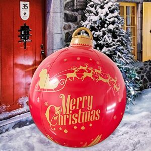 ILEISURELY Inflatable Christmas Ball Decorations – 24 Inches Large Outdoor Christmas Decorations Inflatable Ball Christmas Ball Ornament for Xmas Holiday Outdoor Yard Tree Pool Decorations(Red)