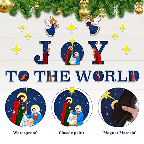 22 Pcs Christmas Garage Door Decoration Magnets Nativity Scene Garage Door Magnets Christmas Garage Magnets Outdoor Stickers for Xmas Garage Door Fridge Car Decor (Blue, Exquisite Style) | The Storepaperoomates Retail Market - Fast Affordable Shopping
