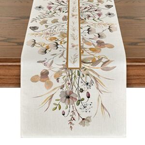 Artoid Mode Flower Floral Table Runner, Fall Autumn Seasonal Thanksgiving Kitchen Dining Table Decoration for Indoor Outdoor Home Party 13×72 Inch