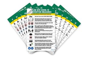 COVID 19 Signs for Job Site with Prevention Measures Signage – for Indoor or Outdoor Use – 10 Stickers for Safety – Durable Safety Sticker with Strong Adhesive – Stay Home (PREVENTION)