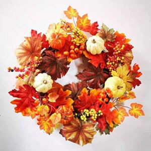 18″ Fall Wreath, Autumn Wreath for Front Door, for Home Wall Porch Outdoor/Indoor Harvest Thankgivings Holiday Decorations